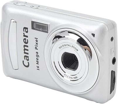 Yunseity Digital Camera, 1080P Full 16X Zoom 64MP Digital Point and Shoot Camera, 2.4 Inch IPS Screen Auto Focus Vlogging Camera for Kids Teens Adult Beginner (Silver Gray)