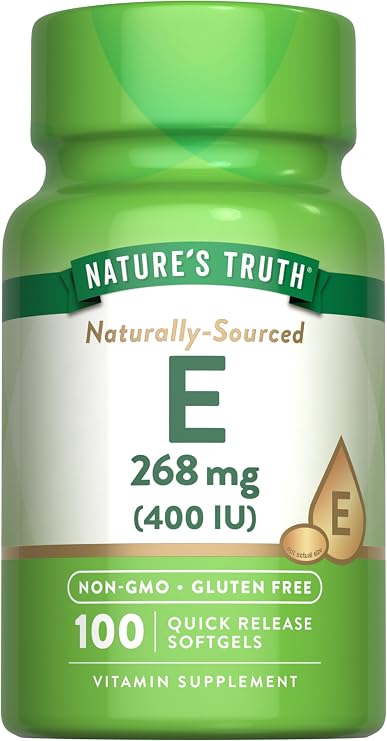Nature's Truth Vitamin E 400 IU Softgels | 268mg | 100 Count | Non-GMO & Gluten Free Supplement | Non-GMO & Gluten Free Supplement