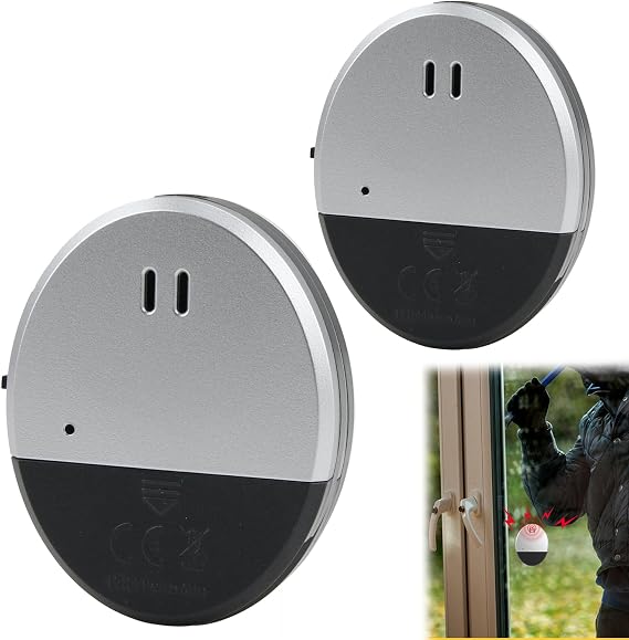 Goerpn 2 Pack Ultra Slim Vibration Alarm 130dB Window Alarm