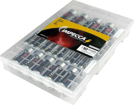 Impecca Super Alkaline Batteries AA-20 AAA-8 C-5 D-5 9Volt-2 Maximum Power 10-Year Shelf Life Long Lasting Batteries Combo Pack with Battery Storage Box Organizer, 39 Batteries Variety Pack