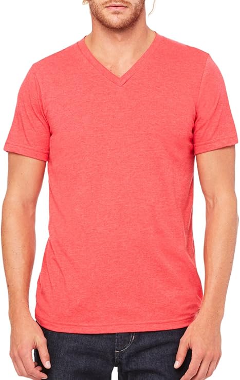 BELLA+CANVAS Unisex Jersey Short-Sleeve V-Neck T-Shirt 2XL Heather RED