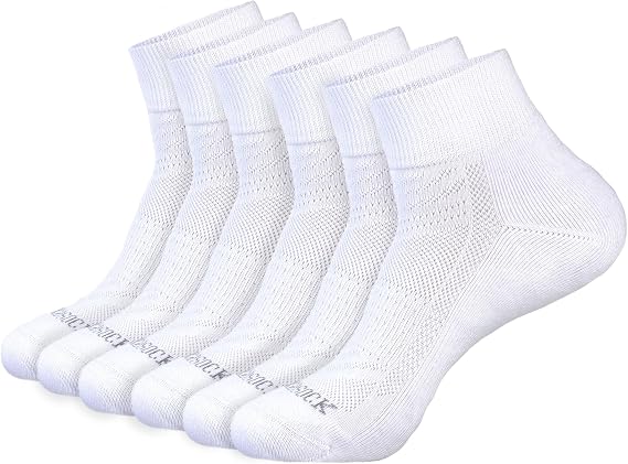 1SOCK2SOCK 6 Pack Ankle Athletic Socks for Men & Women Cotton- Crew Socks- Low Cut- Quarter Cushion Running Socks