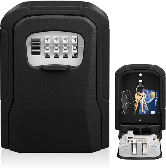 Key Lock Box, Wall Mount Security Lock Box for Keys with Code