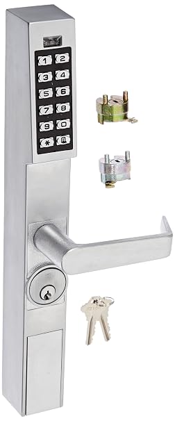 Alarm Lock-DL120026D1 Trilogy T2 100-User Narrow Stile Electronic Digital Keypad Outside Trim, Satin Chrome Finish