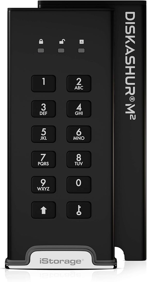 iStorage diskAshur M2 500GB | PIN authenticated, Hardware encrypted USB 3.2 Portable SSD | Ultra-Fast | FIPS Compliant | Rugged & Portable