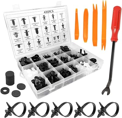 435 PCS Car Retainer Clip Set Including 18 Popular Sizes Heavy Duty Material Plastic Bumper Rivets Kit for Car Door Panel Trim Fastener Remover 435