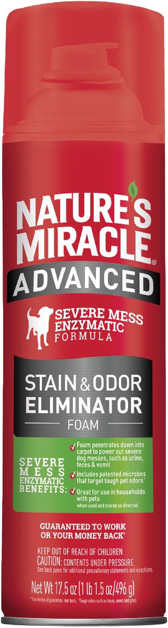 Natures Miracle Advanced Dog Stain & Odor Eliminator Foam, 17.5 oz (6 Pk)