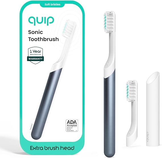 Quip Sonic Electric Toothbrush, Extra Brush Head, Metal Handle, Twilight
