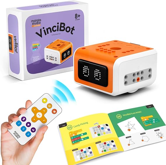 Robots Toys Programmable Kids 8-12 Years, VinciBot AI Coding Robot with App Remote Control Compatible Scratch Python Intelligent Electronic Robot Educational Toys Stem