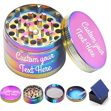 Personalised Herb Grinder with Name Engraving, 4-Piece Zinc Alloy Portable Grinder for Dry Herbs, 1.6/2.0/2.2/2.5/3.0 Inches Sizes, Suitable for Home Use & Travel