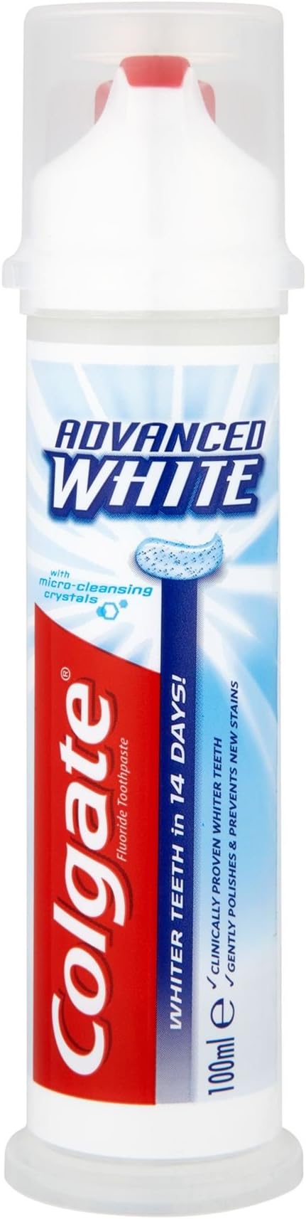 Colgate Advanced White Whitening Toothpaste 100ml, Pump