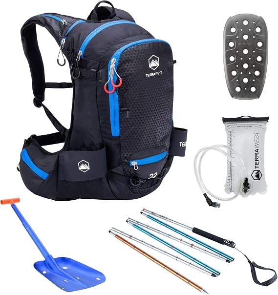 Core Avalanche Set Ski Backpack Including Recco & Removable Back Protector Hydration Bladder Core Plus Shovel Core 240 cm Quick Release Probe Backcountry Skiing Snowboarding