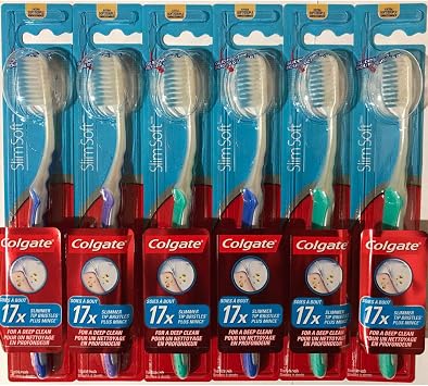 Colgate Slim Soft Gliding Tips Toothbrush, Extra Soft, Compact Head - Pack of 6