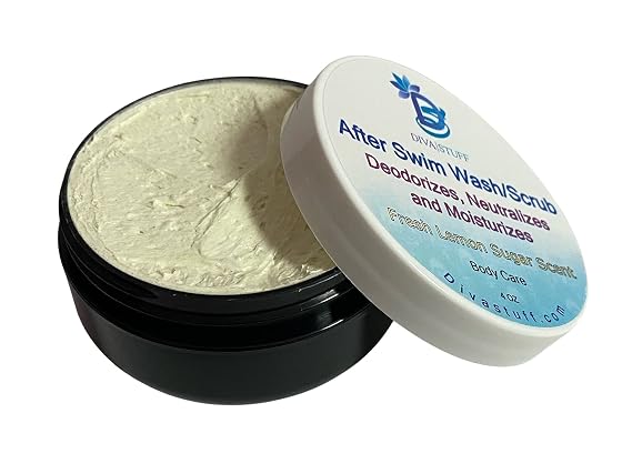 After Swim Wash and Scrub, Deodorizes, Neutralizes and Moisturizes, Helps to Eliminate Rashes and Rid the Skin Of the Smell of Chlorine, Fresh Lemon Sugar Scent
