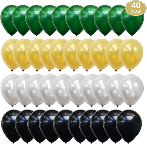 Gold Black and Silver balloons,Green Balloon For Graduation Party Wedding Engagement Birthday Baby Shower New Years Eve Party Supplies40 pcs 10 inch