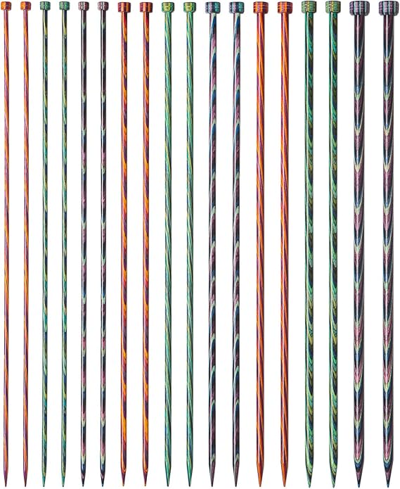Knit Picks Straight Single Point Wood Knitting Needle Set US 4-11 (Mosaic 14")