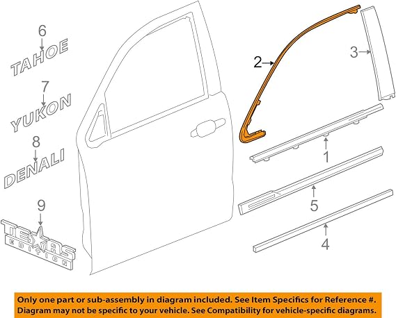 Gm 23173661 Molding Asm-frt S/d Wdo Upr Rvl