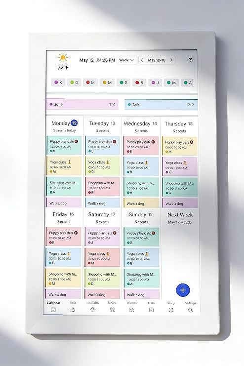 Smart Digital Calendar 15.6 Inch, WiFi Interactive Touchscreen Display, Electronic Family Organizer Wall Mount or Desktop, with APP Control, Sync with 32GB Photo Frame (White)