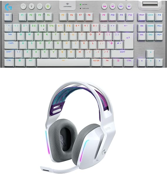Logitech G G915 X LIGHTSPEED TKL Low-Profile Wireless Gaming Keyboard, Double-Shot PBT Keycaps, Fully Programmable Keys, Logitech G733 LIGHTSPEED Wireless Gaming Headset with suspension headband | Double-Shot PBT Keycaps, Fully Programmable Keys, Logitech G733 LIGHTSPEED Wireless Gaming Headset, suspension headband