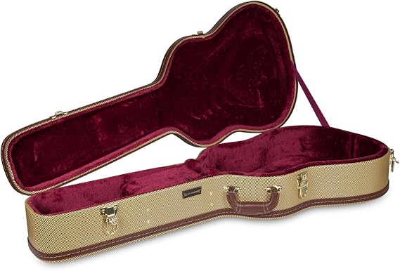 Crossrock 17 Jazz Guitar Case for Gibson L5/ES-300 | Vinyl Tweed Finish, Lock & Storage Wooden Hardshell Case for Archtop Hollow-Body Electrics (CRW620JA17TW)