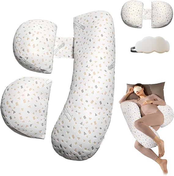 Gonggi 2Pcs Pregnancy Pillows for Sleeping, Full Body Pillow Pregnancy Pillows, Support for Back, Hips, Legs, Upgraded Detachable Soft and Adjustable Pillow Cover