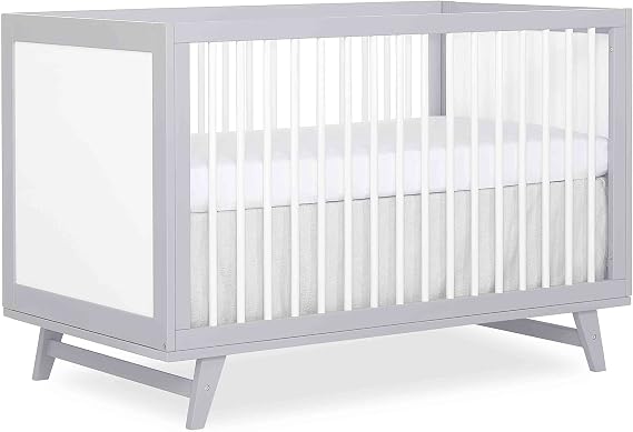 Dream On Me Carter 5-in-1 Convertible Full-Size Baby Crib, Grey & White, GreenGuard Gold & BSA, Sustainable Pinewood, Converts to Toddler, Day & Full-Size Bed 3 Mattress Heights, Modern Design