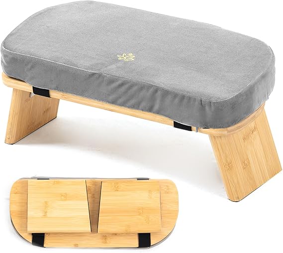 Meditation Bench, Bamboo Meditation Stool, Folding Kneeling Meditation Bench, Seiza Prayer Bench, Prayer Bench with Meditation Cushion, Kneeling Stool
