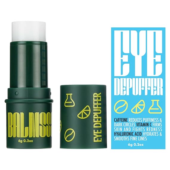Eye Depuffer Stick for Dark Circles, Puffy Eyes & Eyebags - Under Eye Balm w Caffeine, Vitamin C & Hyaluronic Acid - Eye Bag Stick for Men & Women - 30 Day Supply