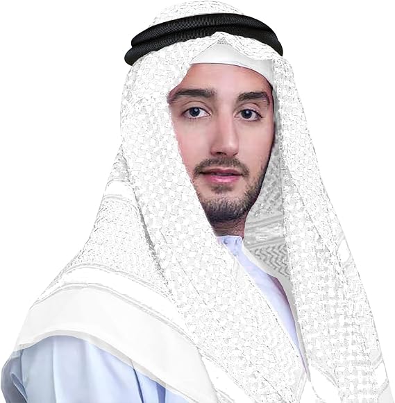 IPENNY Arab Shemagh Headscarf for Men Muslim Turban Keffiyeh Head Wrap Dubai Casual Desert Neck Headwear with Aqel Rope
