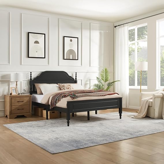 Queen Size Bed Frame with Soft Padded Headboard, Stylish Bedroom Furniture (Mattress Not Included)