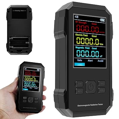EMF Meter, Electromagnetic Radiation Detector Handheld EMF Reader with Sound Alarm High Precision Electromagnetic Radiation Tester for Home EMF Inspections, Office, Outdoor and Ghost Hunting Black