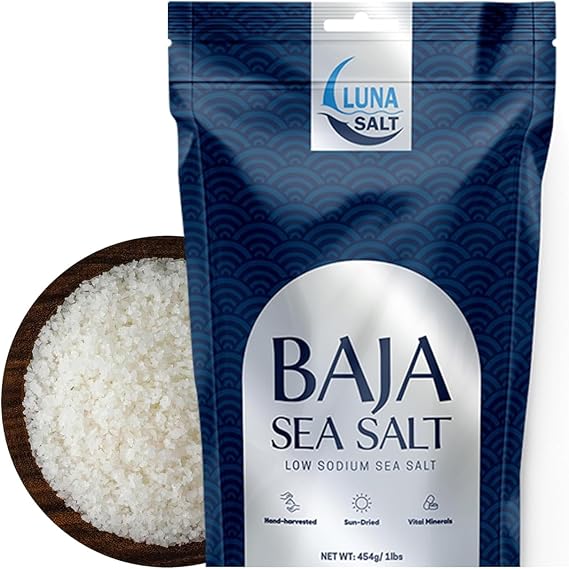 Baja Sea Salt – Hand-Harvested, 454g, Sun-Dried, 90+ Elements, Low-Sodium Gourmet Salt – Premium Cooking & Health-Friendly Seasoning – Resealable Pouch (Pack of 1)