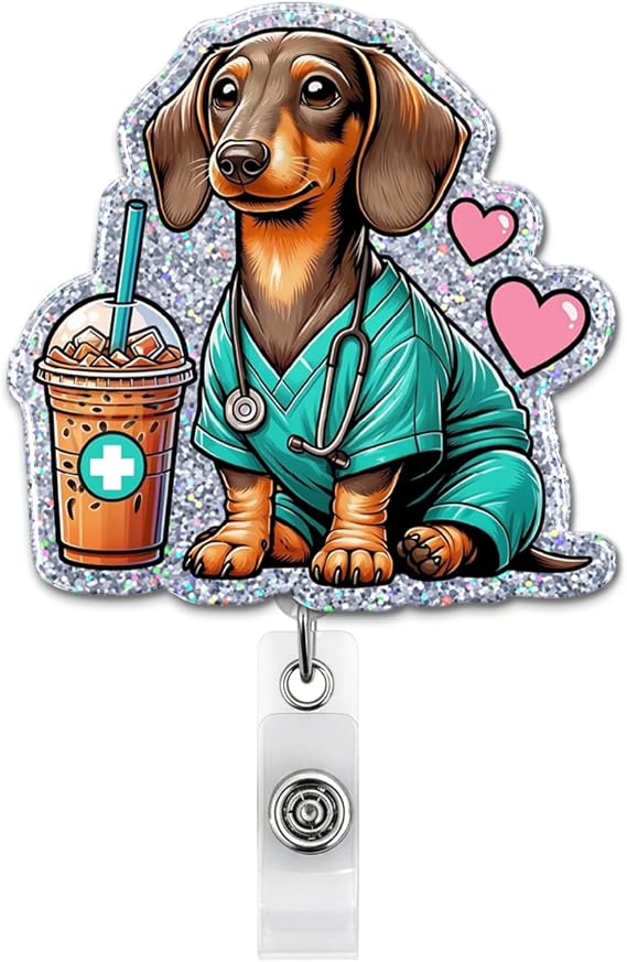 Dachshund Badge Reel, Wiener Dog Gifts for Dog Mom Coworker Friend