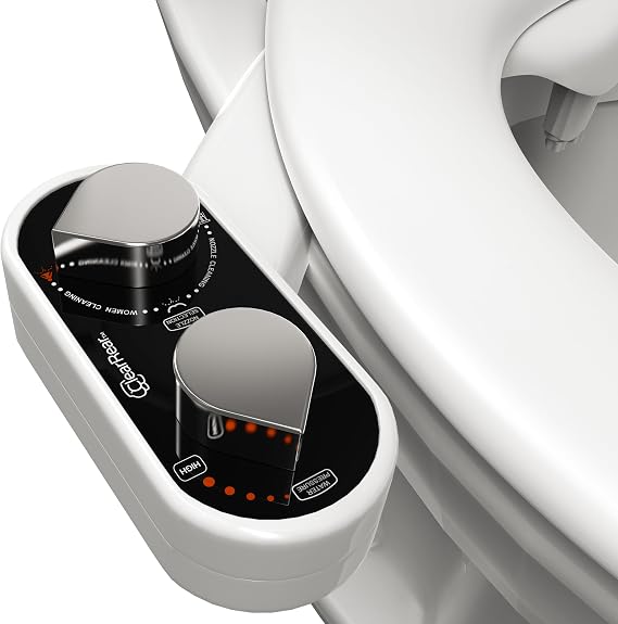 CLEAR REAR Bidet Attachment for Toilet Seat - Non-Electric with Self Cleaning Dual Nozzles, Leak Proof Connectors, Adjustable Water Spray, Rear & Feminine Wash - Hygienic Bathroom Upgrades
