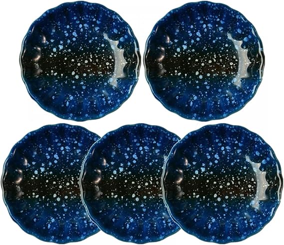 Gaolinci 3 Inch Retro Style Seasoning Dish, 5-Pack Flower Shape Ceramic Dipping Sauce Dish, Snack Dish, Appetizer Dish