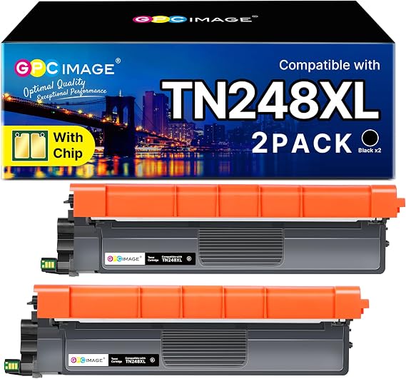 GPC Image TN248XL Toner Cartridges, 2-Black Compatible for Brother TN-248XL