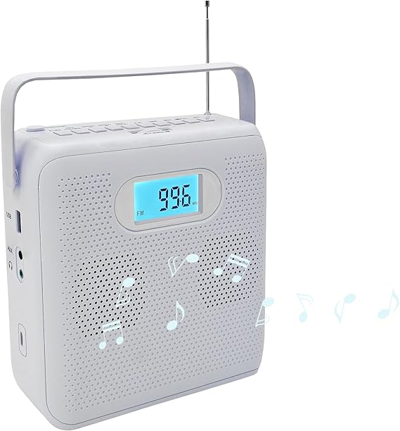 Portable CD Player with Bluetooth, A-B Repeat and Speed+/-, Bulit-in Double HiFi Speakers, AUX & Headphone Jack, FM Radio Boombox with USB Transcription, USB Port, LCD Displa