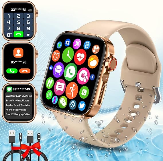 Smart Watch for Android and iOS Phones Women Men, 2024 1.81'' Bluetooth Smartwatch Full Touch Screen Answer/Make Call/Text Waterproof Smart Watches, Fitness Tracker Smart Watches for Outdoor Sports