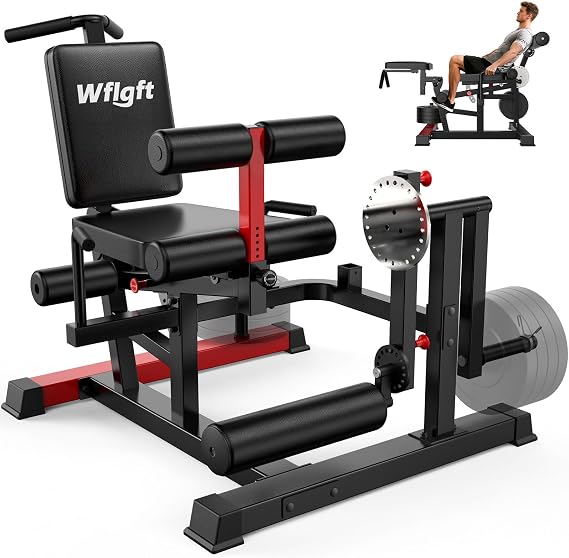Leg Extension and Curl Machine,Adjustable Leg Curl Machine for Home Gym,4 in 1 Lower Body Workout Machine with 1000LB Capacity,Leg Workout Equipment Compatible with 1" and 2" Plates | 4-in-1 leg trainer with quick pull-pin adjustments, 1000LB capacity and support for 1" and 2" weight plates.