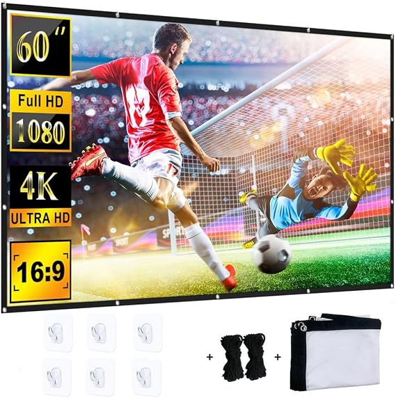 Projector Screen 60 Inch, Indoor Outdoor Projector Screen