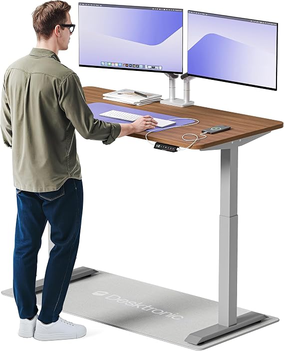 Desktronic Height-Adjustable Desk 140 x 70 cm Sturdy Desk Electric Standing Desk with Touchscreen and Integrated Charging Plugs
