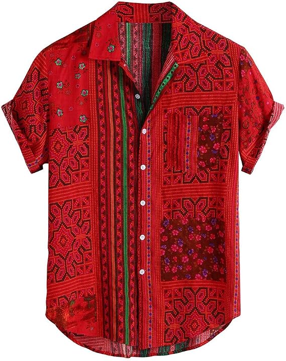 LCMTWX Mens Short Sleeve Button Down Shirts Mens Fashion and Leisure Color Matching Lapel Button Half Short Sleeve Shirts