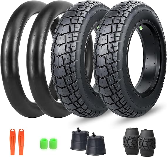 16/20/26 x 4.0 Fat Tire for Ebike, Mountain Bike, Tricycle, Ideal for Snow, Mud, Gravel Road, Heavy Duty Wear-Resistant All-Terrain 1/2 Tires (1/2 Tubes)