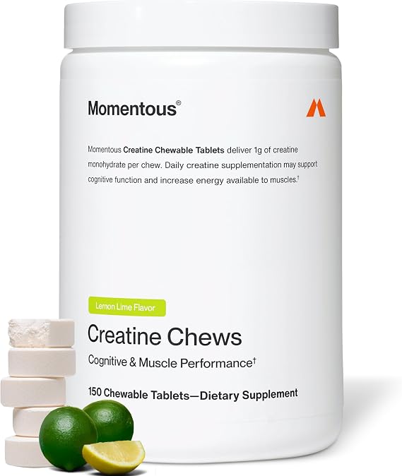 Momentous Creatine Monohydrate Chews, 5g per Serving, Lemon Lime