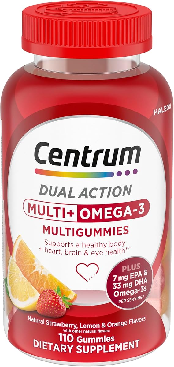 Centrum MultiGummies Multi+ Omega 3, Assorted Fruit Flavors, 110 Count