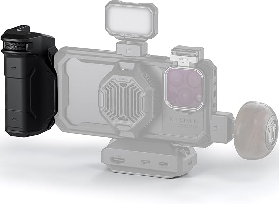 Tilta Khronos Focus PD Handle | Provide Power to Khronos Accessories & iPhone 15/16 Pro/Pro Max | Control Focus - Zoom in Blackmagic Camera App - Black | Locking Clamp TK-IP-PH-B