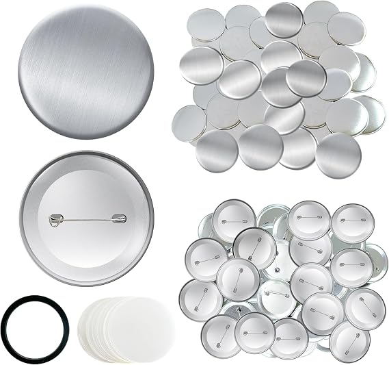 150 PCS Button Maker Supplies 58mm/2.28 inch Button Supplies, 50pcs Rust-Proof Metal Cover & Dutch Pin Back Cover & Clear Films for DIY Pin Badge Machine