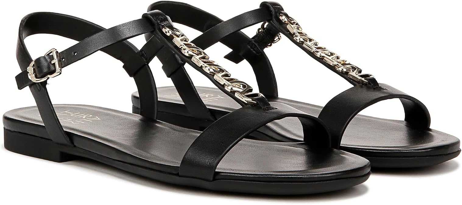 Naturalizer Womens Teach Chain-link Detail Flat Sandal