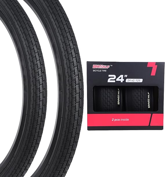 BWSHLF Replacement Mountain Bike Tires, 20/24/26/27.5/29Inch Size, 2 Pack Black Folding MTB Bicycle Tire, Black/Brown Side