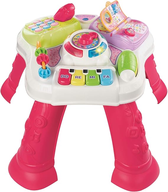 VTech Play & Learn Baby Activity Table, Baby Play Centre, Educational Baby Musical Toy with Shape Sorting, Sound Toy with Music Styles for Babies & Toddlers from 6 Months+, Boys & Girls, Pink